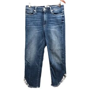 Paige Hoxton Straight Ankle Jeans Womens 30 10 Norfolk Blue Denim Raw Hem Crop